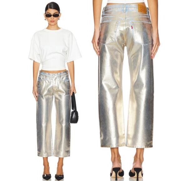 Levi's Denim - NWT LEVI'S Premium 501 90s Ankle Straight Jeans Size 25 Coated Optical Illusion